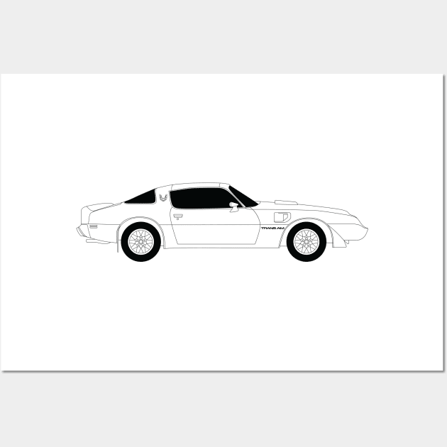 Trans Am Black Outline Wall Art by kindacoolbutnotreally